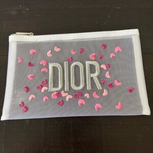 Dior Embroidered Mesh Pouch makeup bag essentials bag